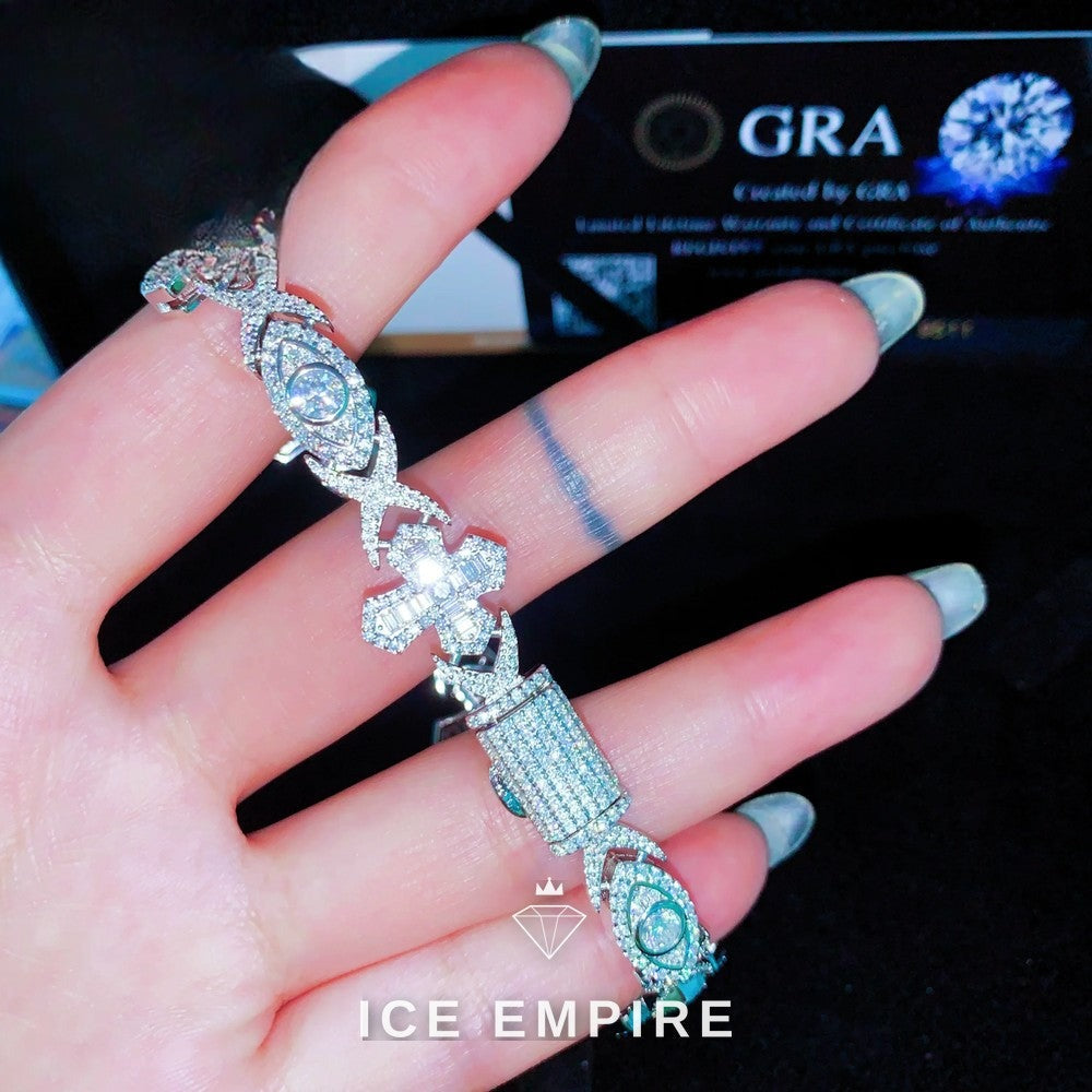 Iced Out Baguette Rose Gold Plated Moissanite Cuban Chain