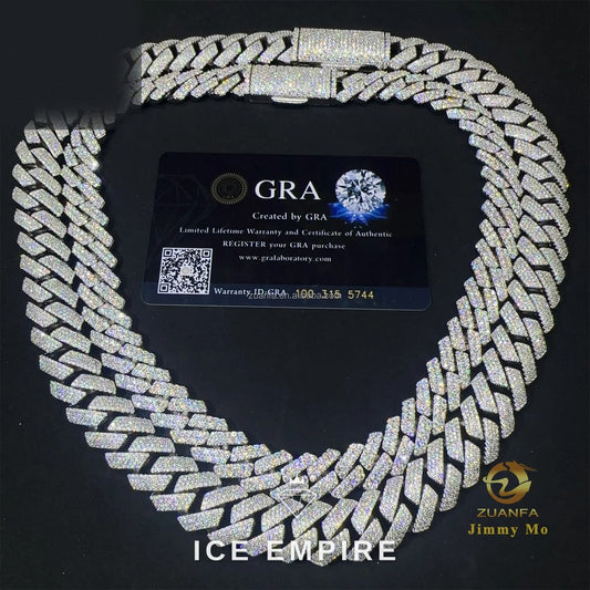 Iced Out 925 Silver Moissanite Cuban Chain