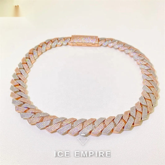 Iced Out Rose Gold Plated Moissanite Cuban Chain