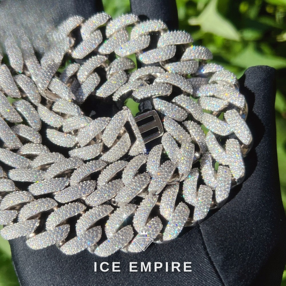 Iced Out Rose Gold Plated Moissanite Cuban Chain