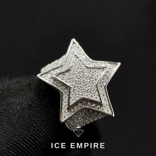 Iced Out 925 Silver Moissanite Ring