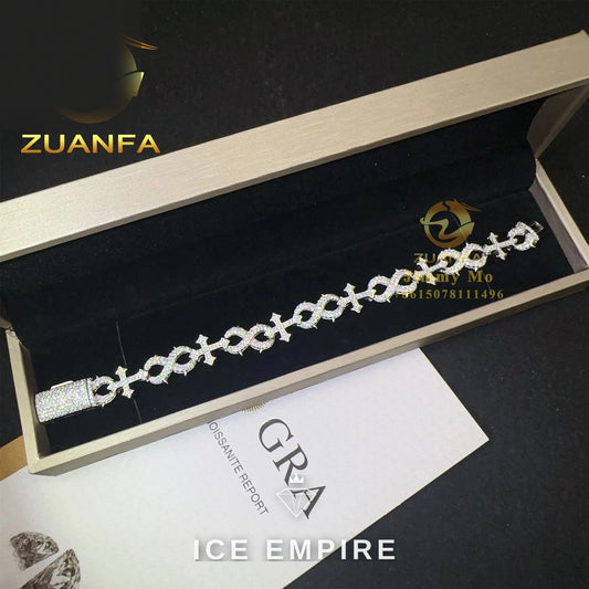 Iced Out Cross Rose Gold Plated Moissanite Cuban Chain