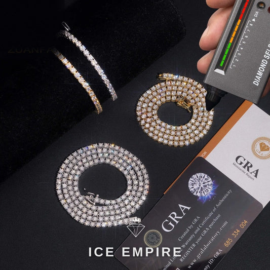 Iced Out Cluster Gold Plated Moissanite Tennis Chain