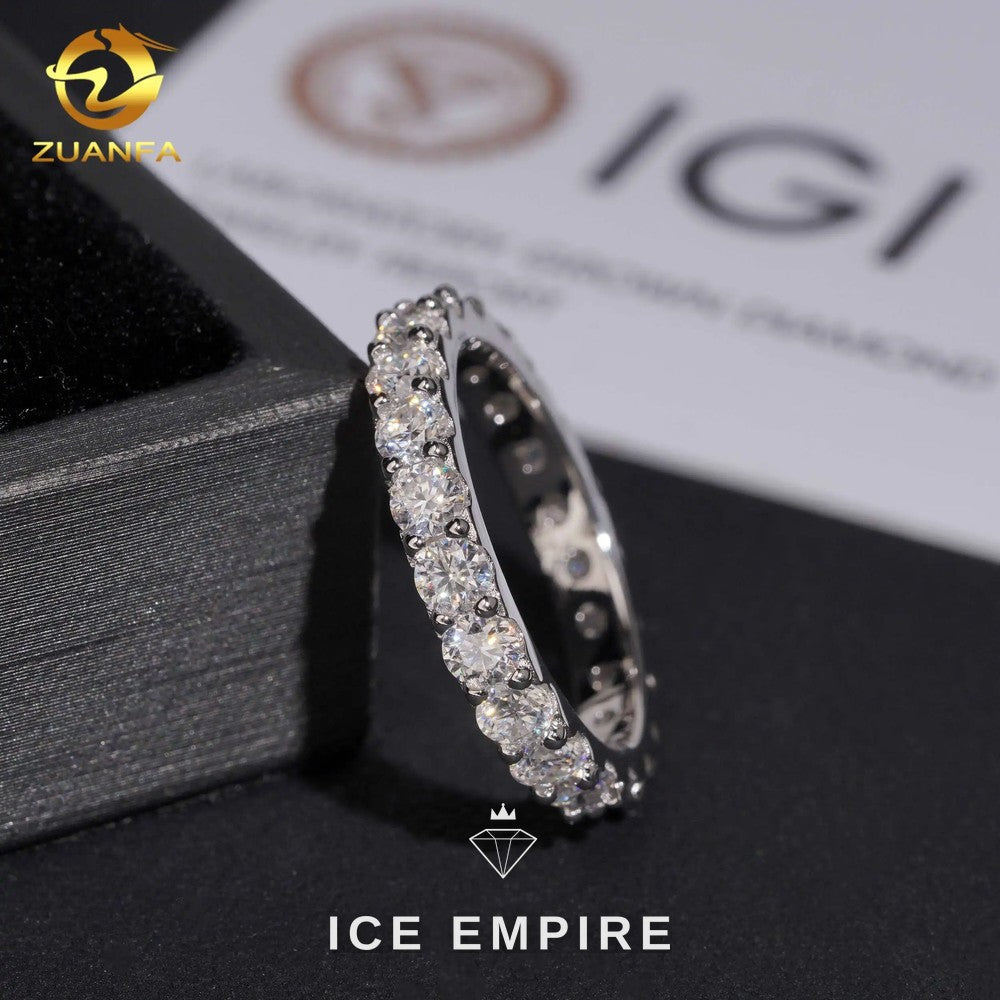 Iced Out 10K Gold Lab Grown Diamond Wedding Band