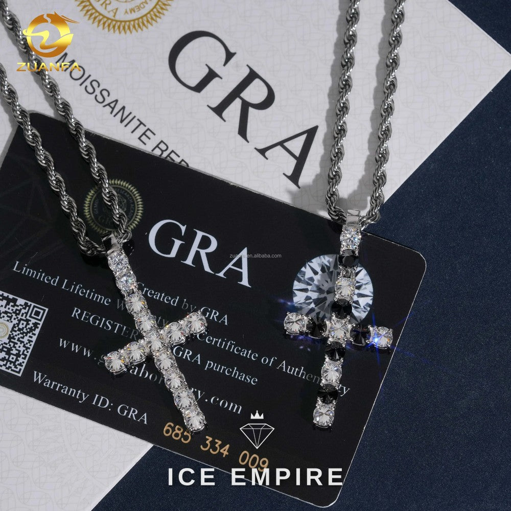 Iced Out Cross Gold Plated Moissanite Pendant