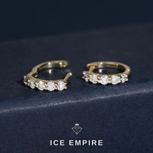 Iced Out Rose Gold Plated Lab Grown Diamond Hoop Earrings
