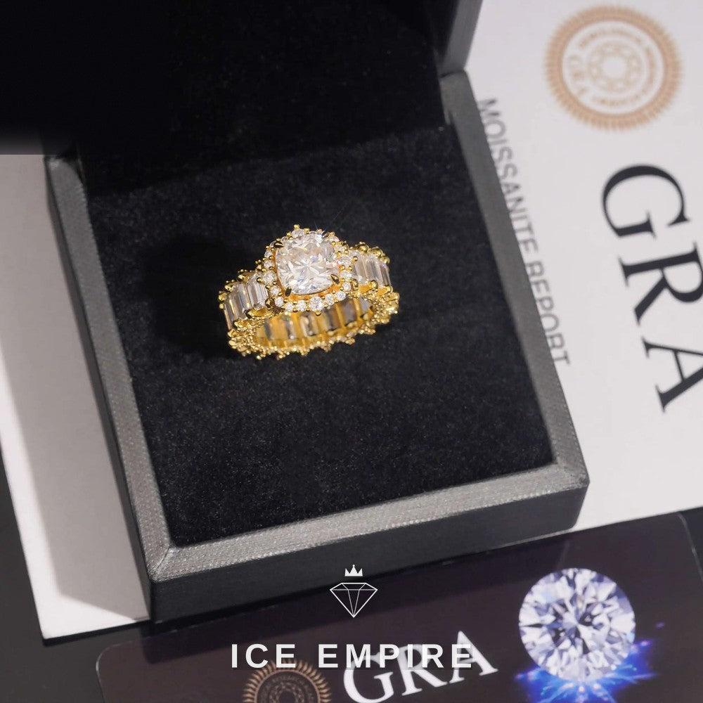 Iced Out Rose Gold Plated Moissanite Engagement Ring