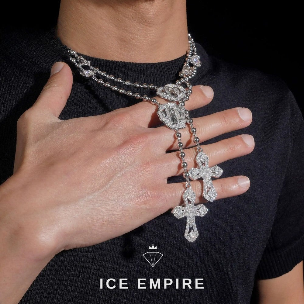 Iced Out Cross 925 Silver Moissanite Chain