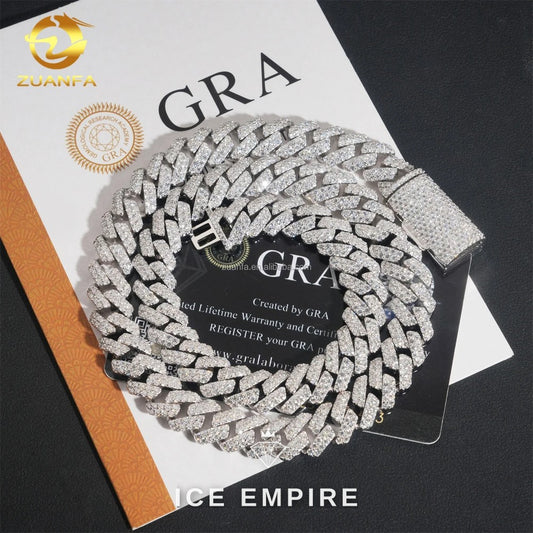 Iced Out 925 Silver Moissanite Cuban Chain