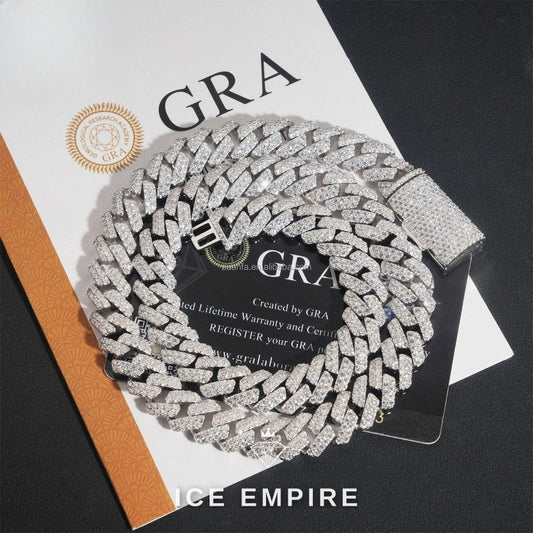 Iced Out 925 Silver Moissanite Cuban Chain