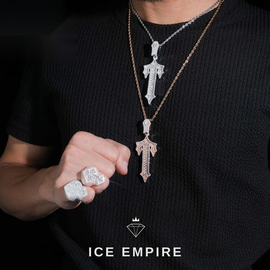 Iced Out Cross 925 Silver Moissanite Pendant