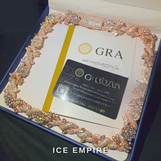 Iced Out Rose Gold Plated Moissanite Cuban Chain
