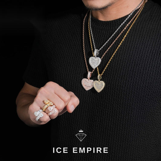 Iced Out Baguette Rose Gold Plated Moissanite Pendant
