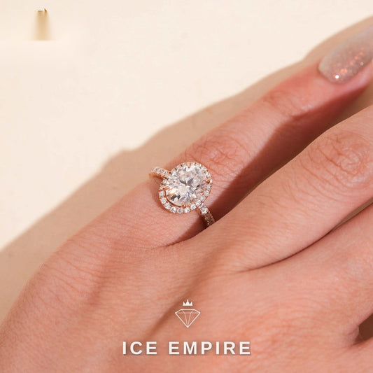 Iced Out Rose Gold Moissanite Engagement Ring