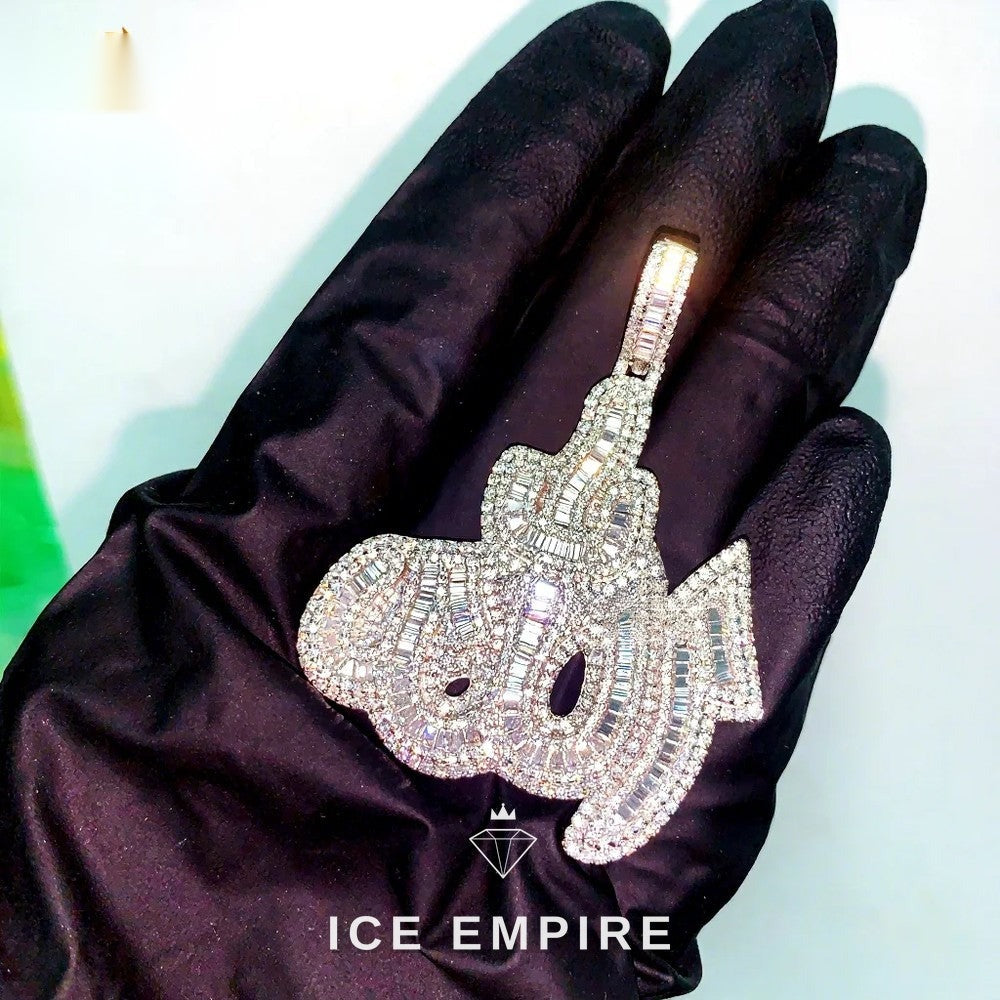 Iced Out Baguette 925 Silver Moissanite Pendant