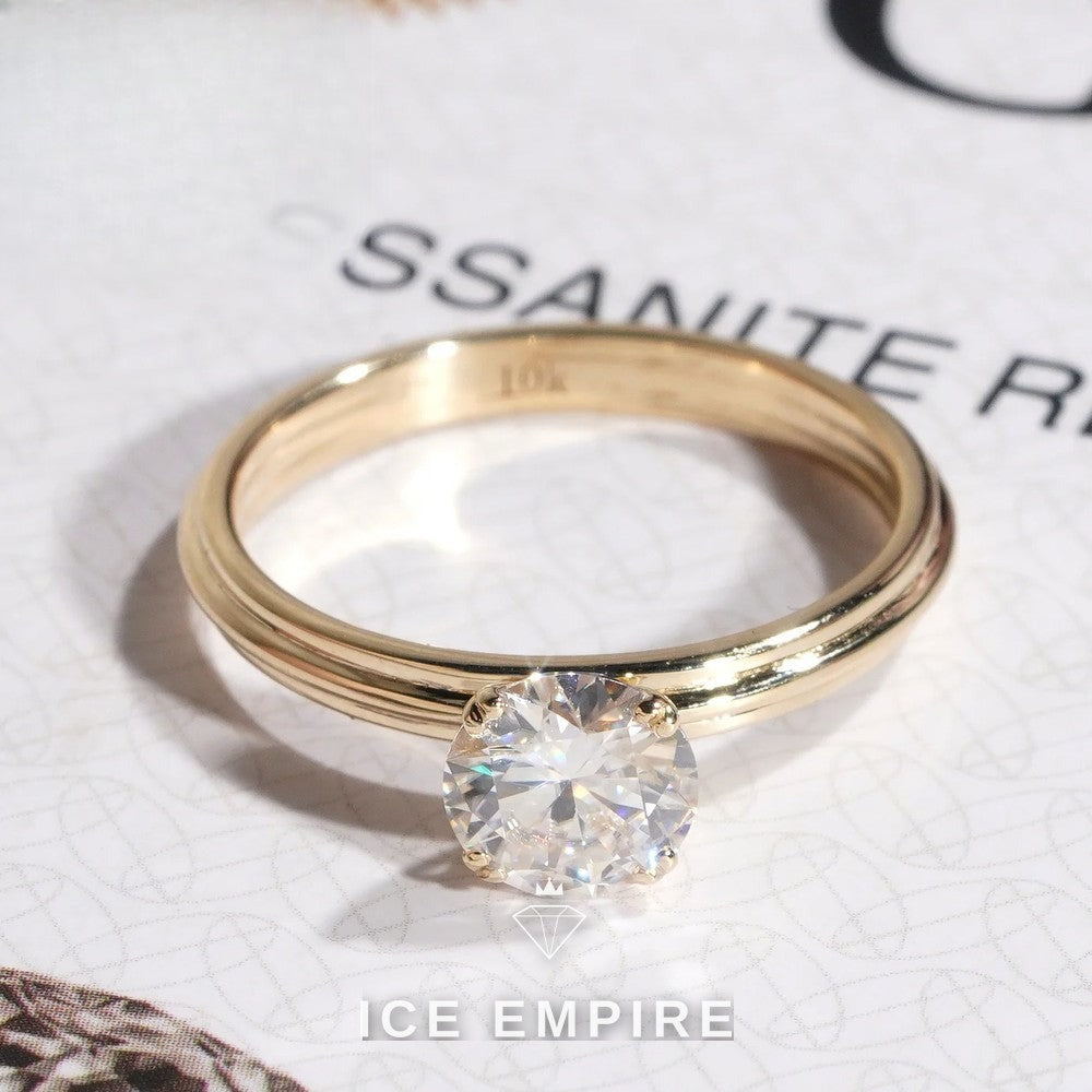 Iced Out 10K Gold Moissanite Engagement Ring