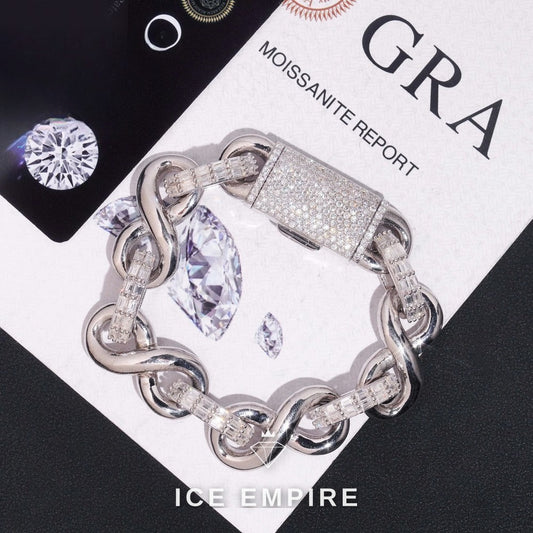 Iced Out Baguette 925 Silver Moissanite Cuban Chain