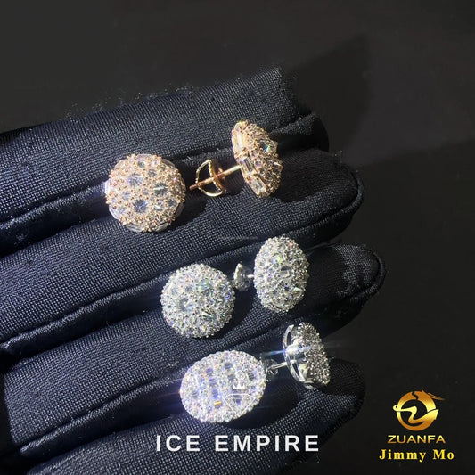 Iced Out 925 Silver Moissanite Stud Earrings