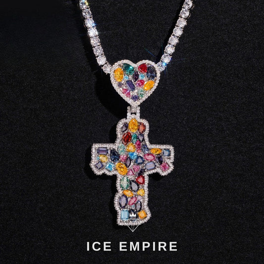 Iced Out Cross Rose Gold Plated Pendant