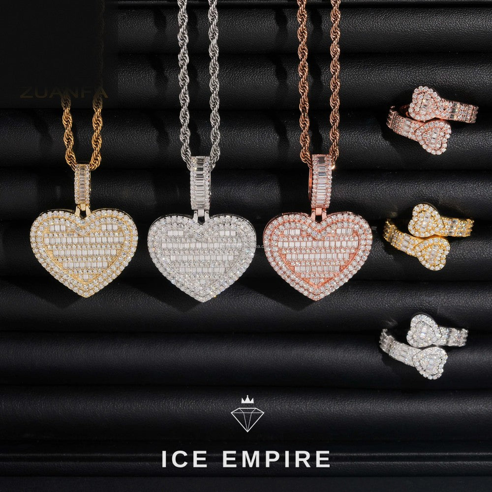 Iced Out Baguette Rose Gold Plated Moissanite Pendant