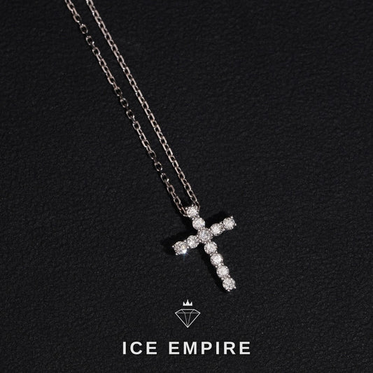 Iced Out Cross 10K Gold Lab Grown Diamond Chain