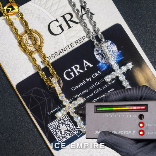 Iced Out Cross 925 Silver Moissanite Pendant