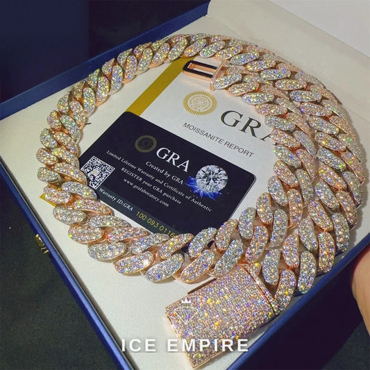 Iced Out Rose Gold Plated Moissanite Cuban Chain