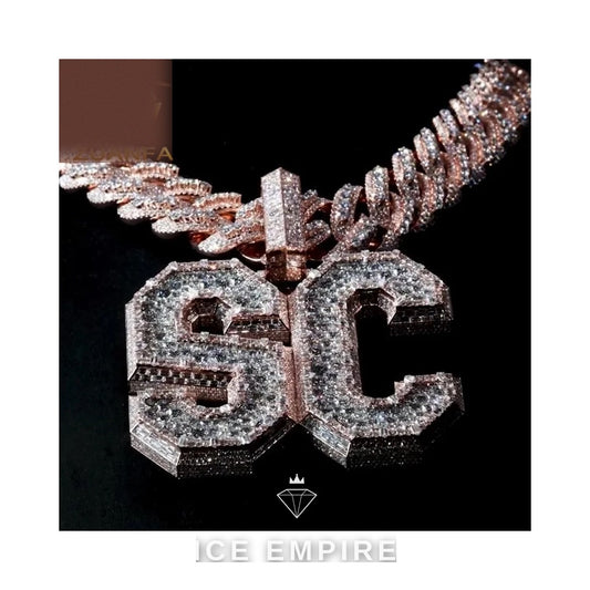 Iced Out Baguette 925 Silver Moissanite Pendant