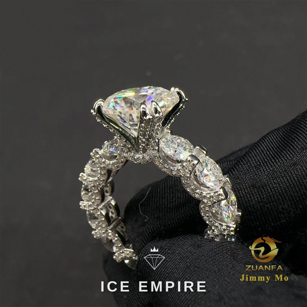 Iced Out 925 Silver Moissanite Wedding Band