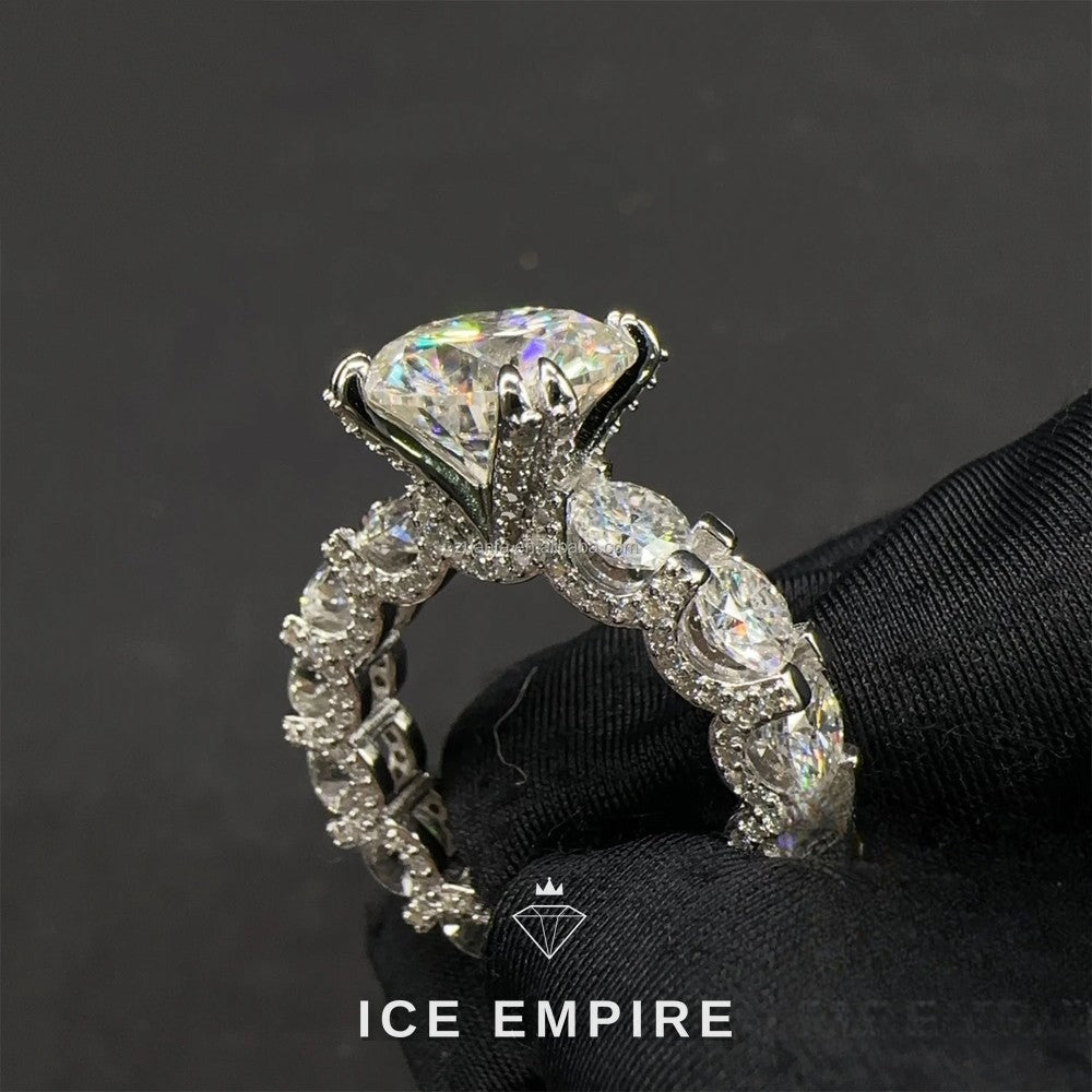 Iced Out 925 Silver Moissanite Wedding Band