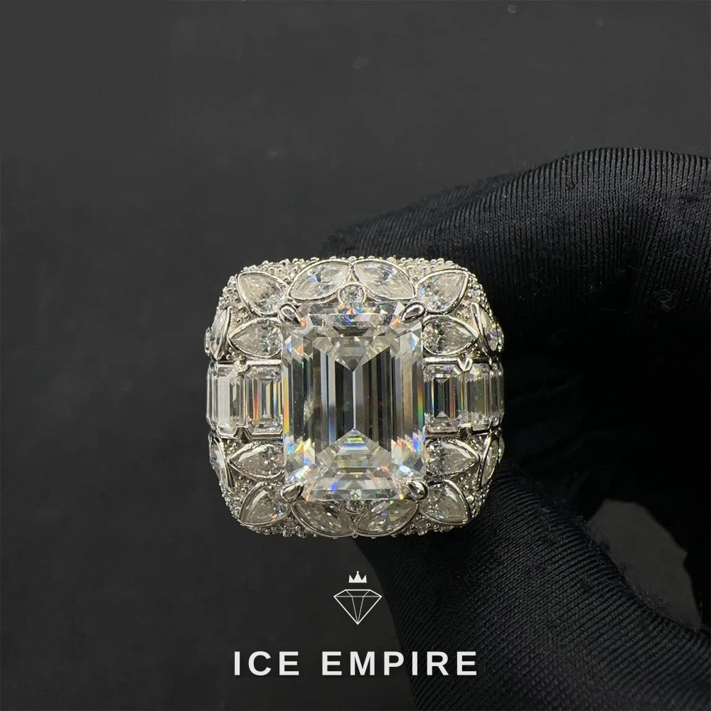 Iced Out 925 Silver Moissanite Ring