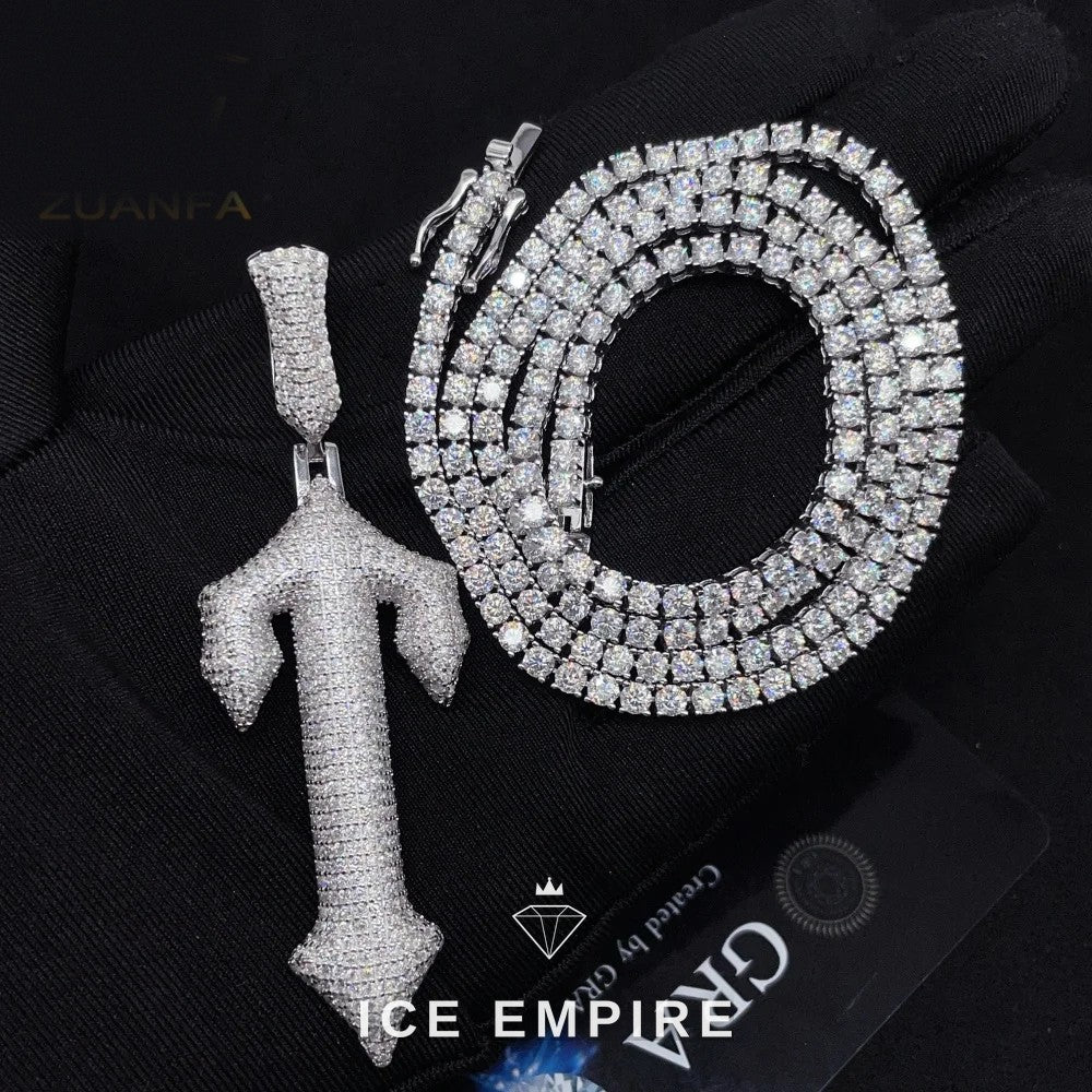 Iced Out Cross 925 Silver Moissanite Pendant