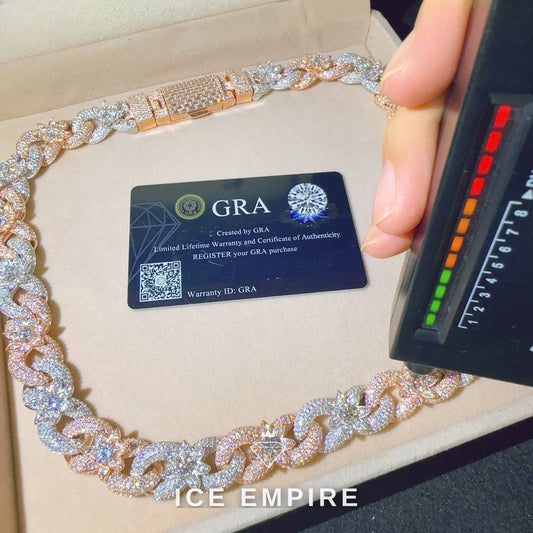 Iced Out Rose Gold Plated Moissanite Cuban Chain