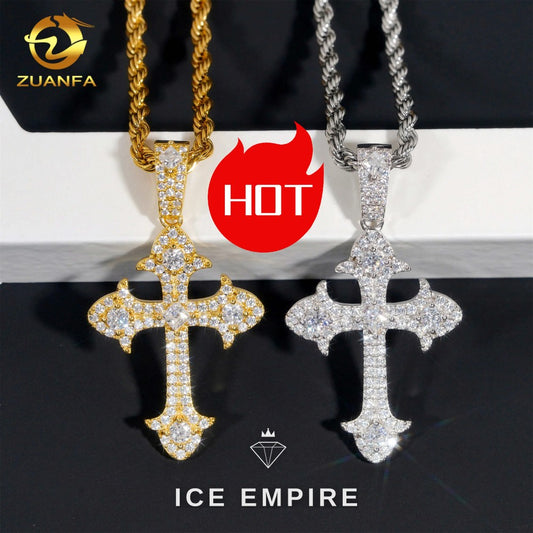 Iced Out Cross 925 Silver Moissanite Pendant