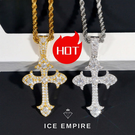 Iced Out Cross 925 Silver Moissanite Pendant