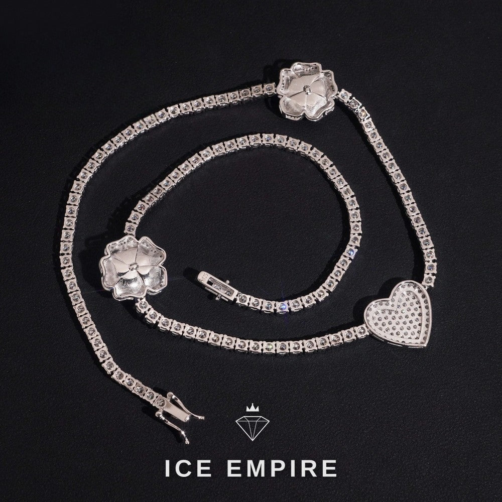 Iced Out Heart Rose Gold Plated Moissanite Cuban Chain