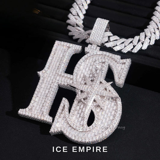 Iced Out Baguette Rose Gold Plated Moissanite Pendant