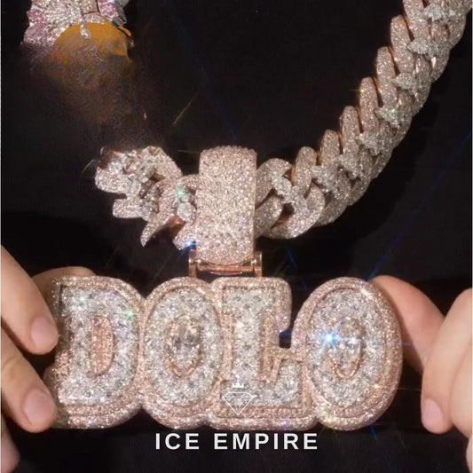 Iced Out Baguette Rose Gold Plated Moissanite Pendant