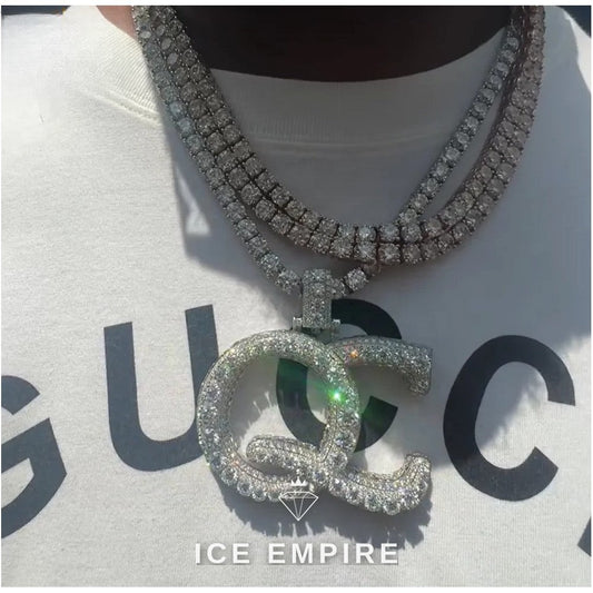 Iced Out Baguette Rose Gold Plated Moissanite Pendant