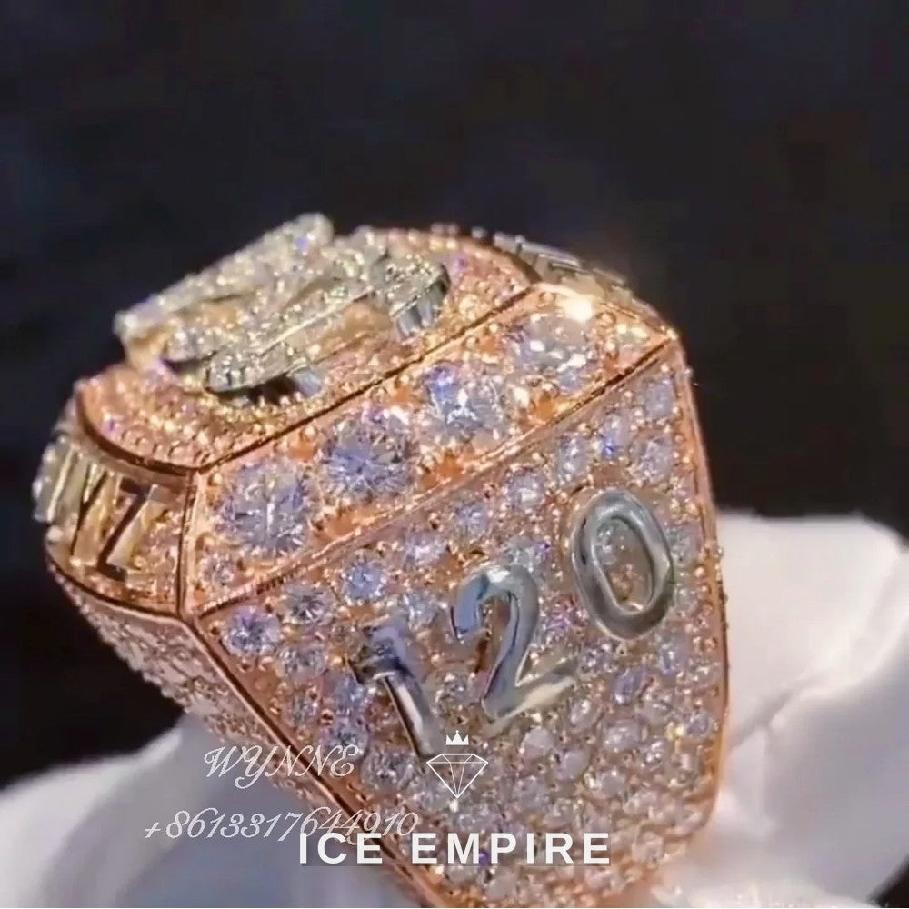 Iced Out 14K Gold Moissanite Ring