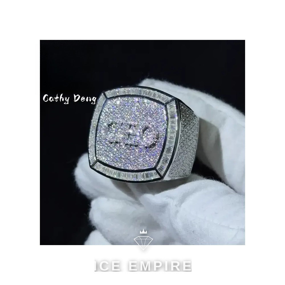 Iced Out Baguette 925 Silver Moissanite Ring