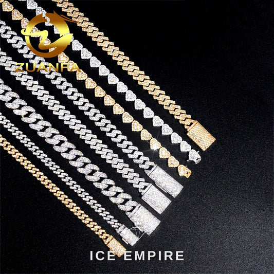 Iced Out 925 Silver Moissanite Cuban Chain