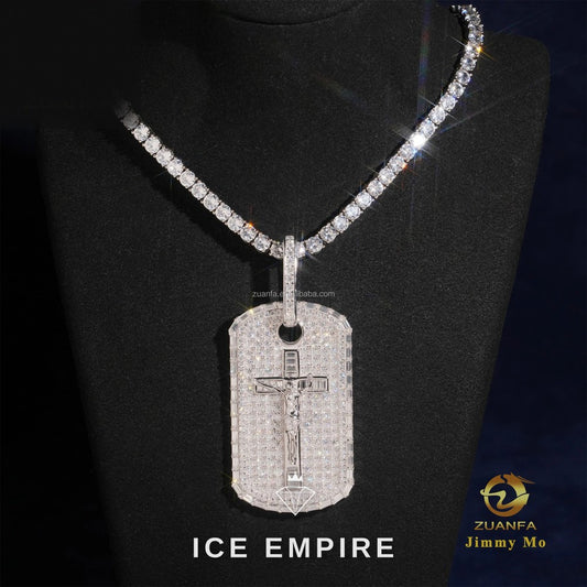 Iced Out Cross 925 Silver Moissanite Pendant
