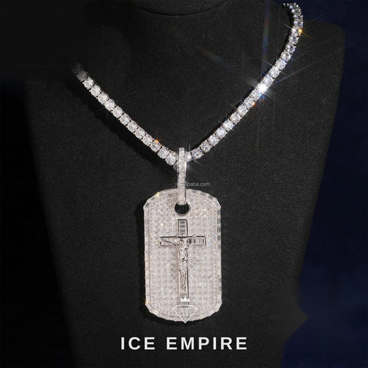 Iced Out Cross 925 Silver Moissanite Pendant