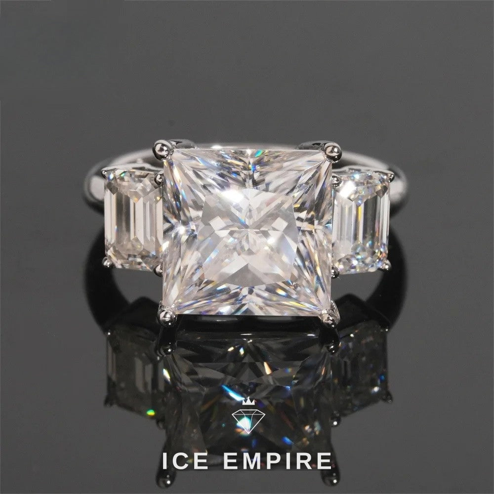 Iced Out 925 Silver Moissanite Engagement Ring