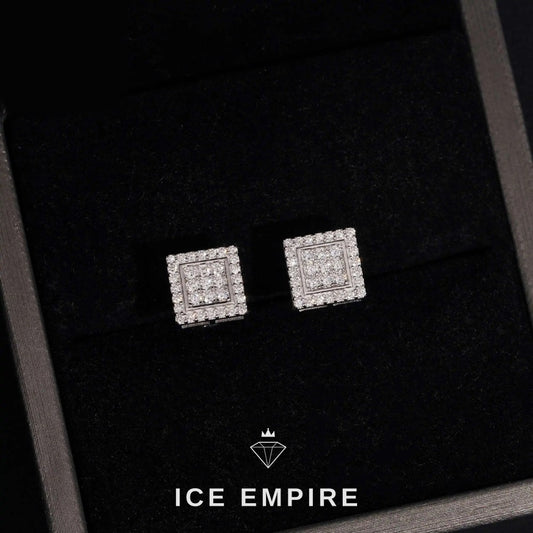 Iced Out 925 Silver Moissanite Stud Earrings