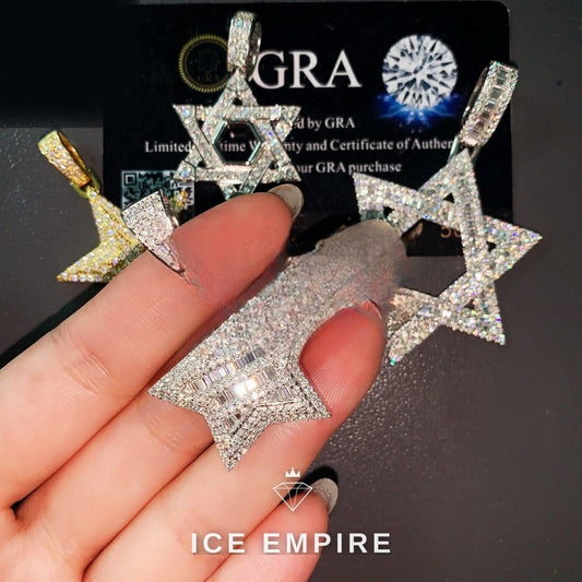 Iced Out Baguette Gold Plated Moissanite Pendant