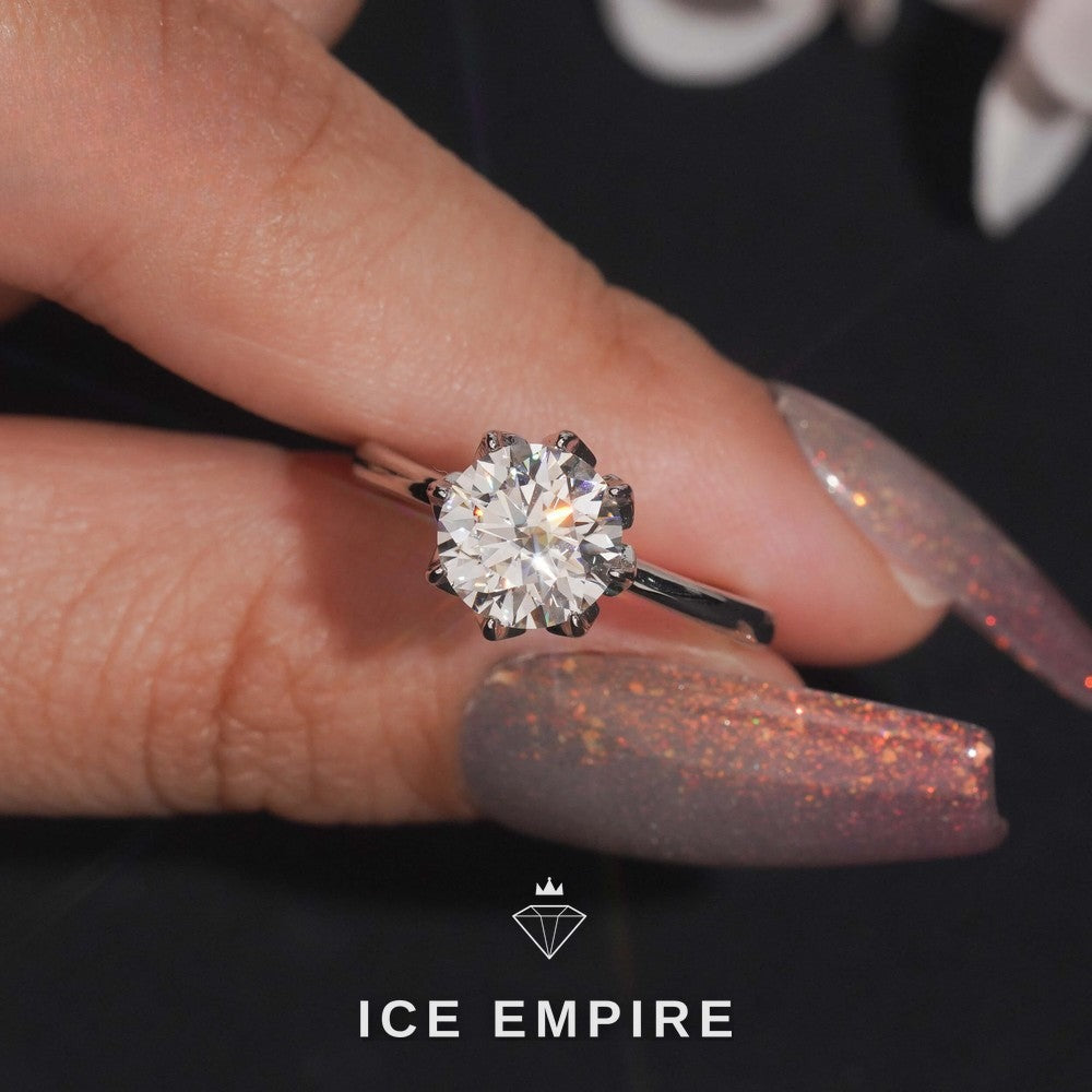Iced Out 925 Silver Moissanite Engagement Ring