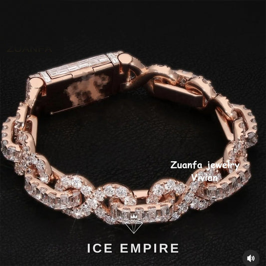 Iced Out 925 Silver Moissanite Cuban Chain
