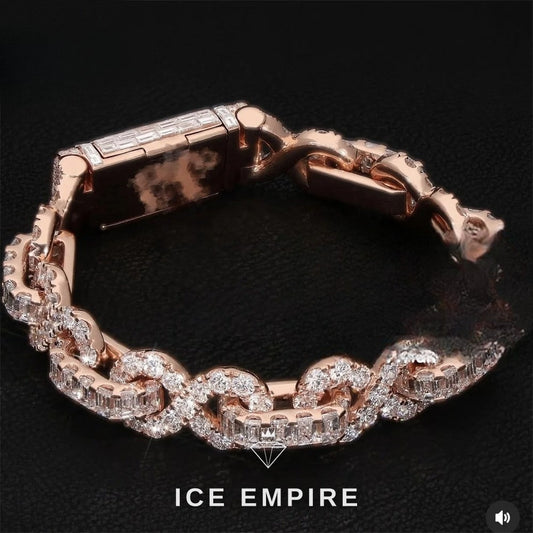 Iced Out 925 Silver Moissanite Cuban Chain